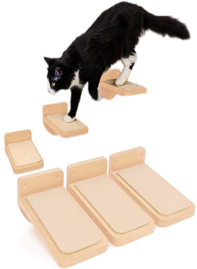 INICIO Cat Wall Stairs, Natural Wood - Set of 3 Wall Steps for Cats to Climb with Fixtures, 9.3"x4.7" - Floating Steps for Climbing or Playing - for Kittens and Adult Cats - Image 1
